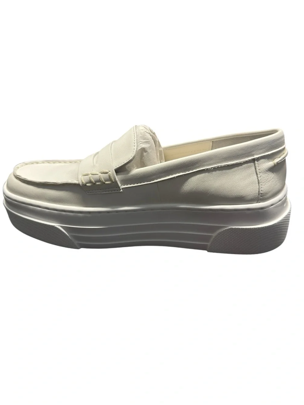 NWOT J/SLIDES Ava Sneaker White Leather Platform Loafer Size 7.5